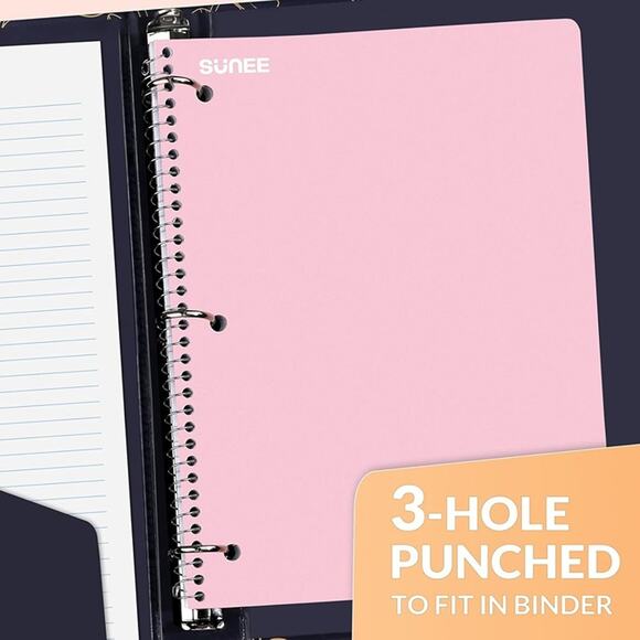 SUNEE Spiral Notebooks, 6 Pack, 1-Subject, College Ruled Paper, 8" x 10-1/2", - Picture 6 of 8